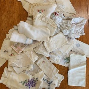 A collection of vintage and antique ladies handkerchiefs